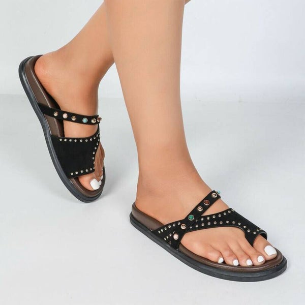 Boho-Chic Studded Slippers
