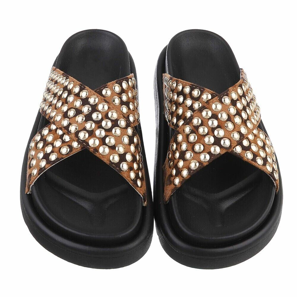 Studded Cross-Strap Slide