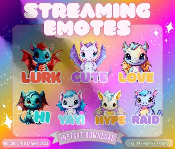 7 Cute Dragons Emotes