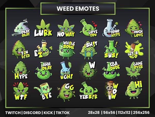24 Cannabis Weed Emotes Mega Pack