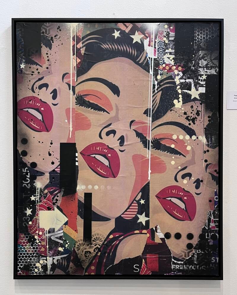 "Stressed Out" 2026, 80x100cm Mixed Media op canvas met zwarte baklijst.