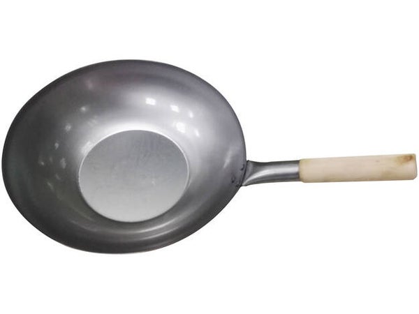 Wok met Houten Handvat Plat  (35 cm)