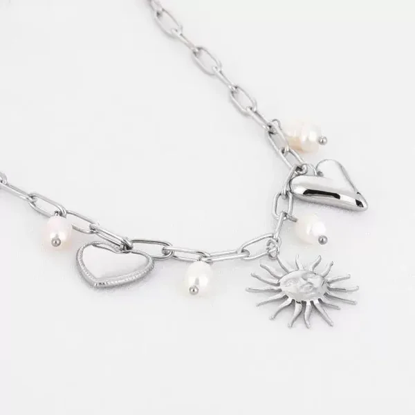 Bedelketting met parels - Zilver