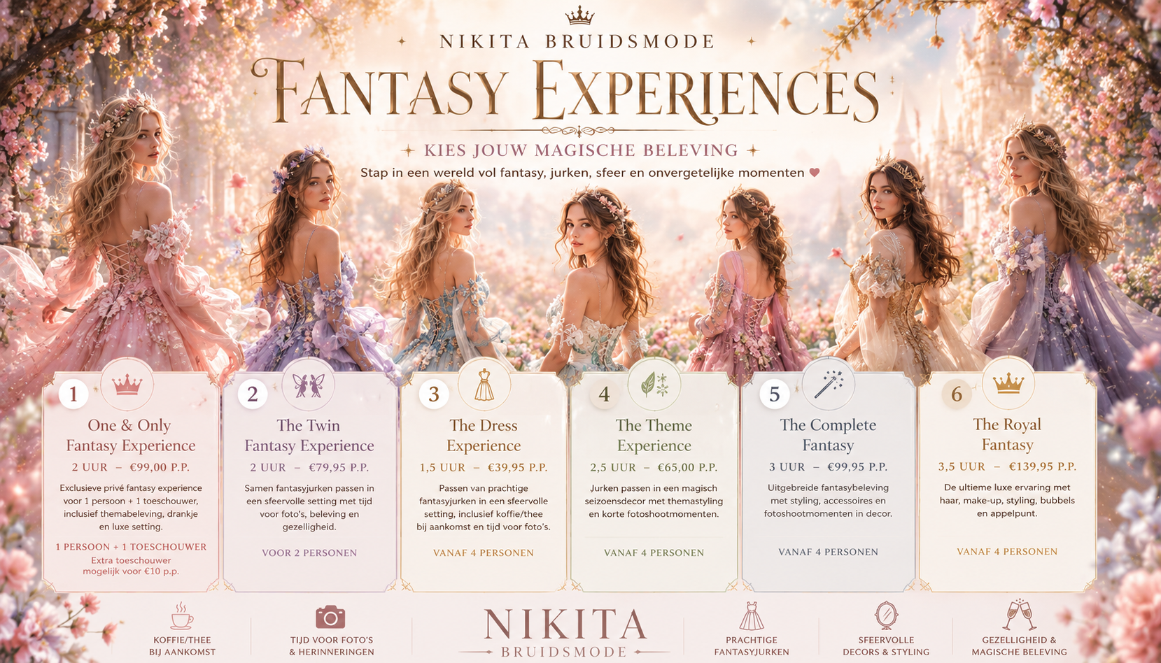 prijslijst fantasy bruidsjurken passen