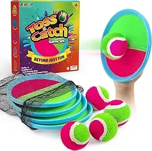 Ayeboovi Toss and Catch Ball Set Boys Toys Outdoor Toys Yard Games Outside Games Beach Toys for Kids Ball and Catch Game with 4 Paddles and 4 Balls
