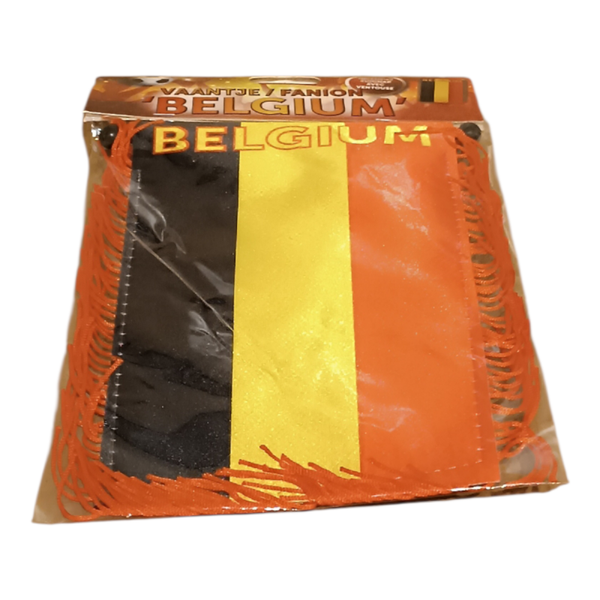 Flagge Belgien, kleine Mini-Flagge mit Saugnapf und Fransen