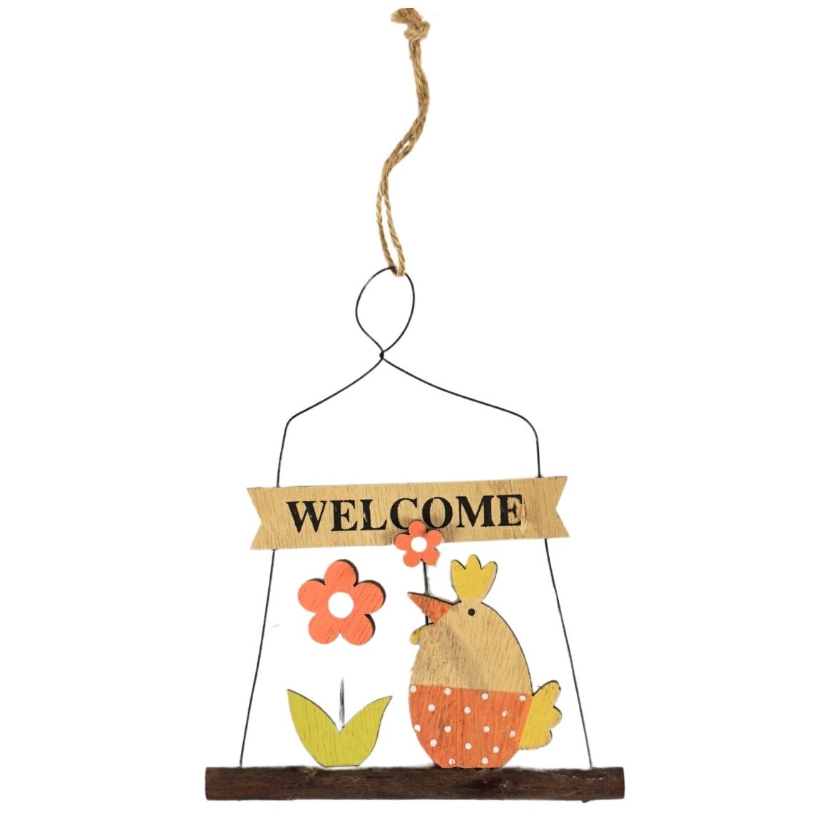 Hänger Welcome Hahn und Blume 18 cm