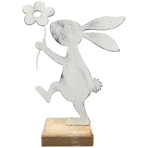 Hase ClairBlanc, weiß, Metall, 18x13x4,5 cm