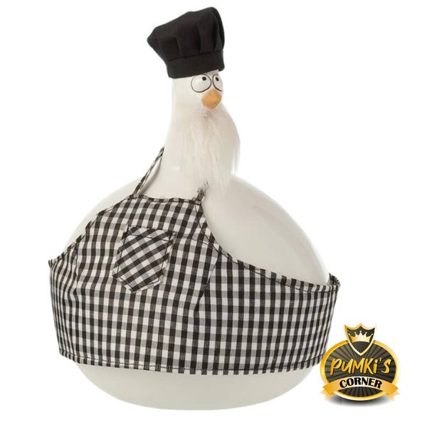 J-Line Figur Huhn Mister schwarz/weiss 22 cm POS050019