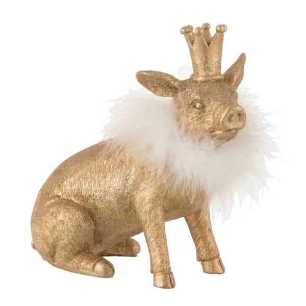 B2B J-Line Spardose Pig Diva goldfarbig Glitter 22 cm POS030013