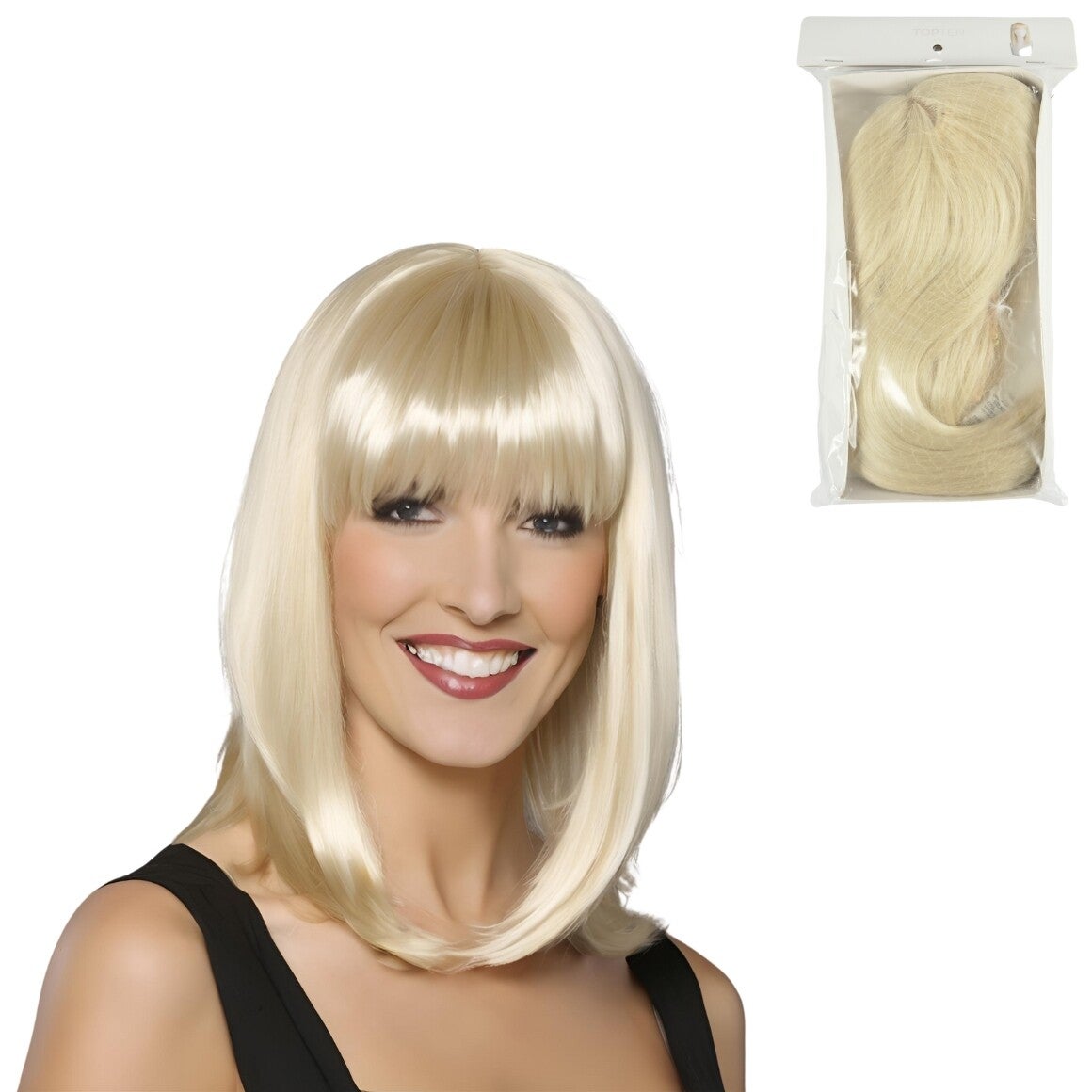 Halblange blonde Perücke Einheitsgröße