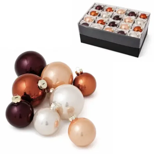 Weihnachtskugeln Glas Cappuccino 8 cm/6 cm 30er-Set