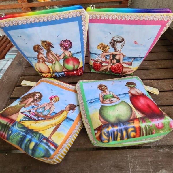 Kosmetiktasche „Freche Früchtchen“ – Bunt, frech & praktisch 16x19x6cm Baumwolle , innen wasserabweisend