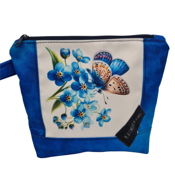 Kosmetiktasche Schmetterling rosa lila | Schminktasche floral | Kulturbeutel handmade | Make-up Tasche Blümchen romantisch