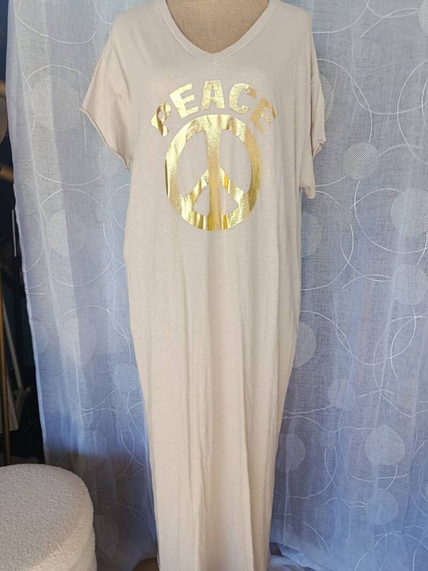 Robe beige écriture PEACE