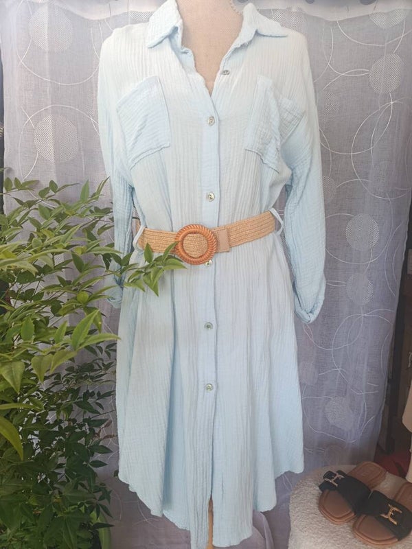 Robe chemise gaze de coton
