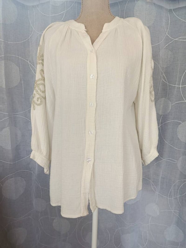 Chemise gaze de coton/broderie