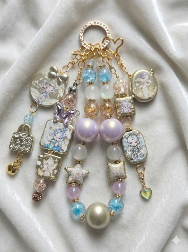Handmade blue/pink sp bagcharm