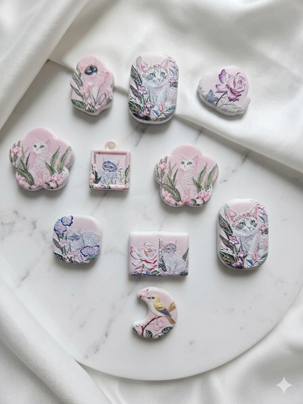 Irregular beads set diy pink cat