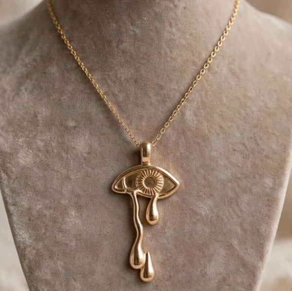 Necklace gold crying eye