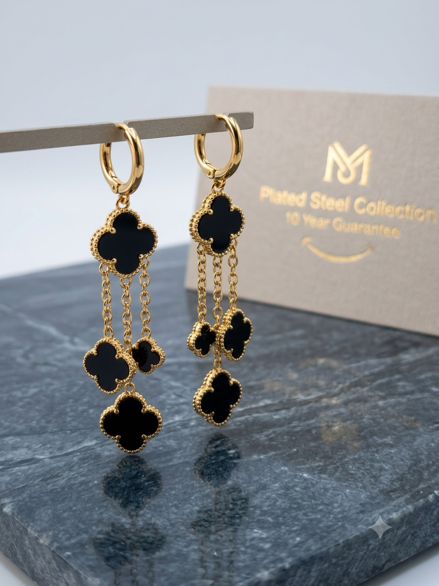 Earrings clover black