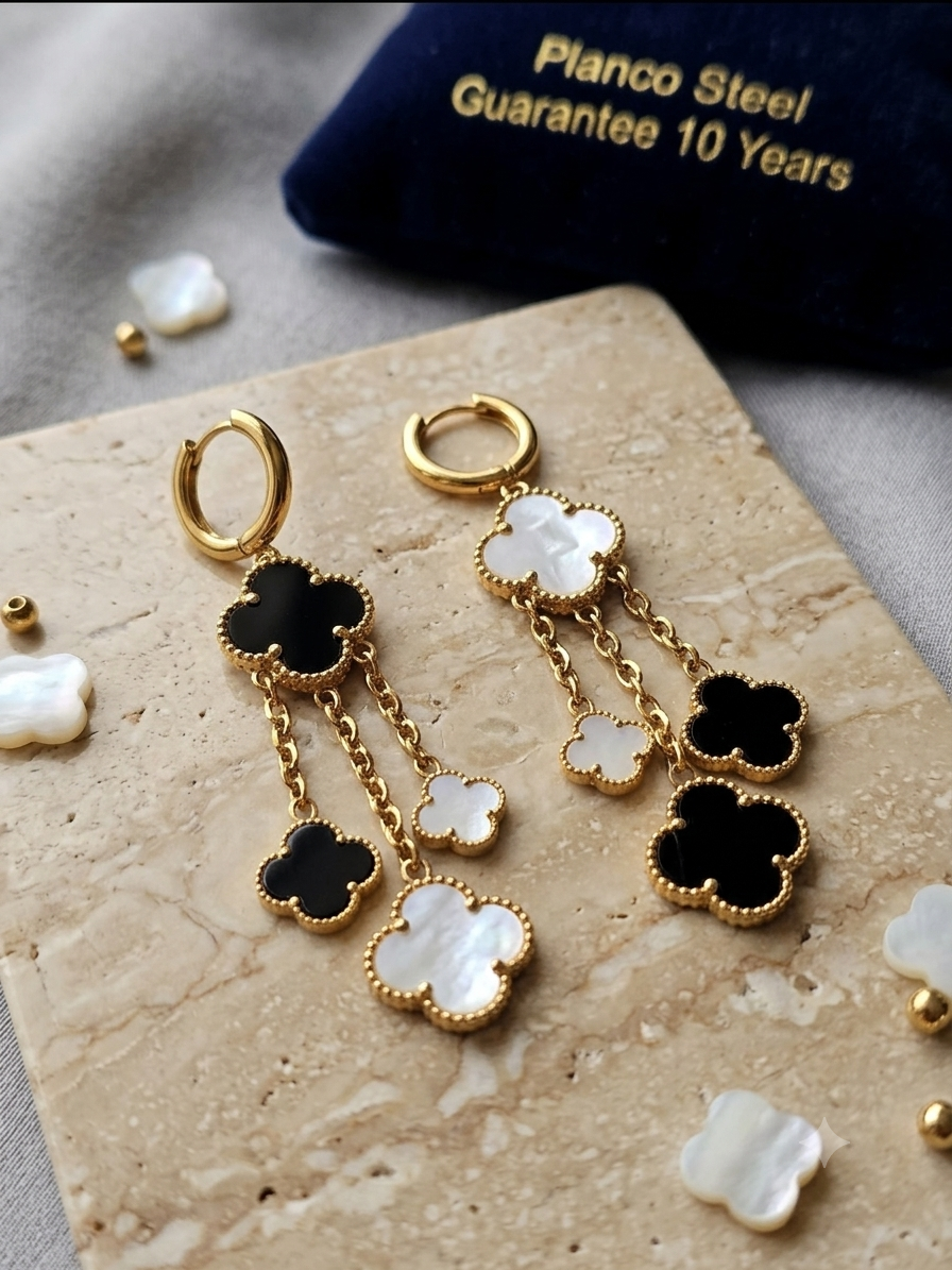 Earrings clover dangle mixed