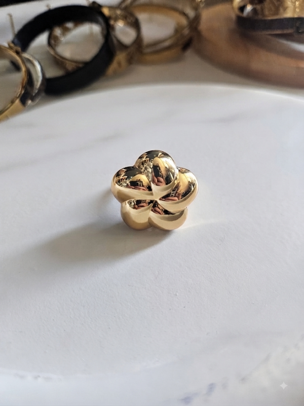 Ring stainless steel gold flower