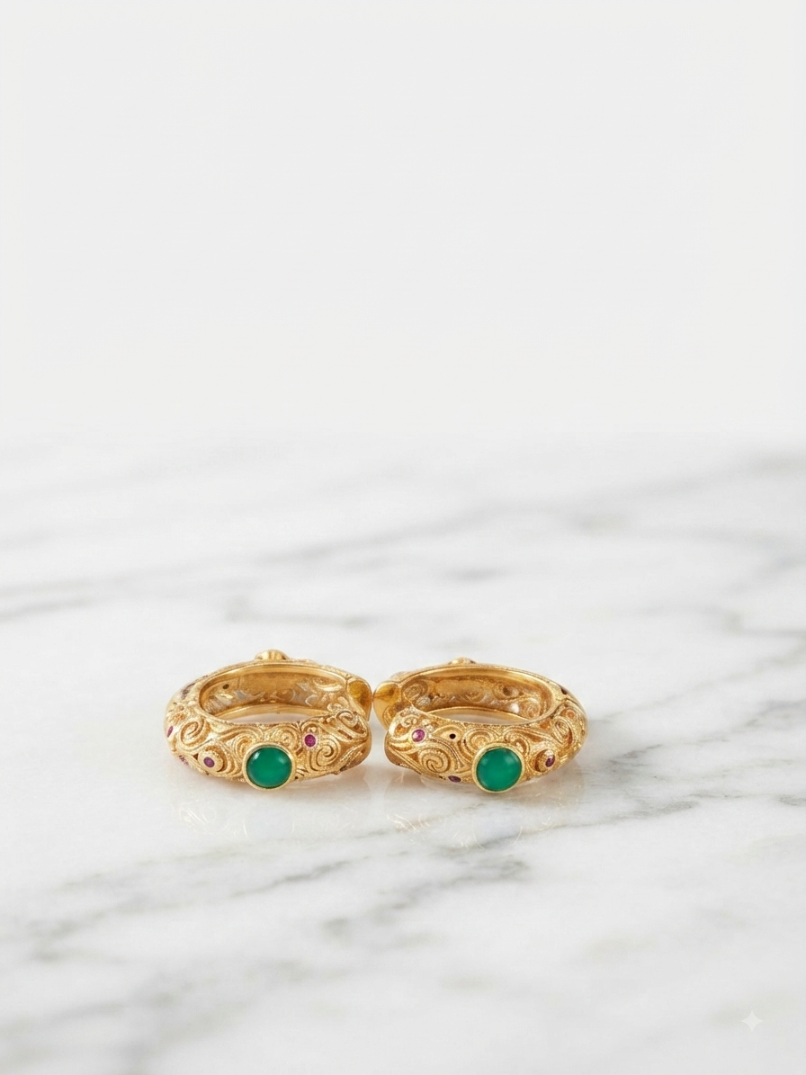 Earrings green emerald
