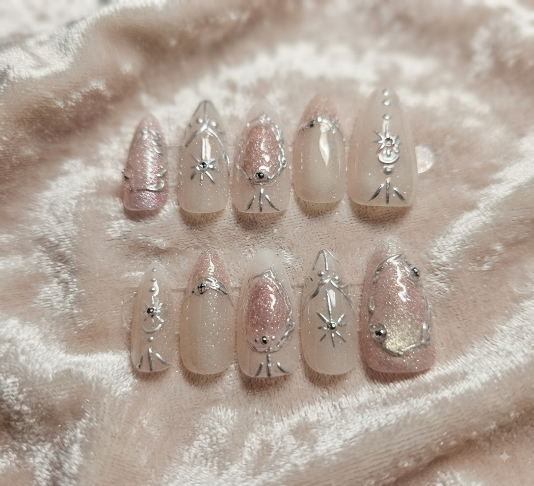 Press on nails sparkling pink
