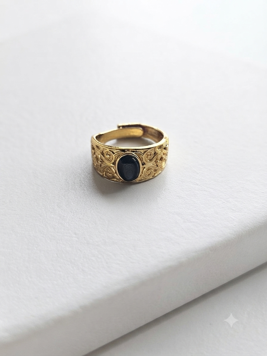 Ring silver obsidian
