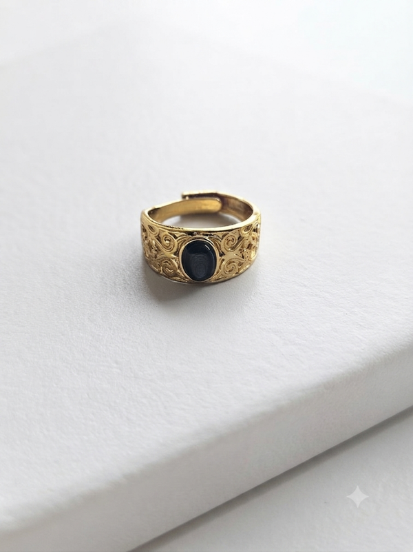Ring silver obsidian