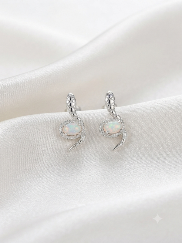 Earrings Man made opal