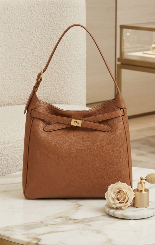 Bag lock bruin 100% leer