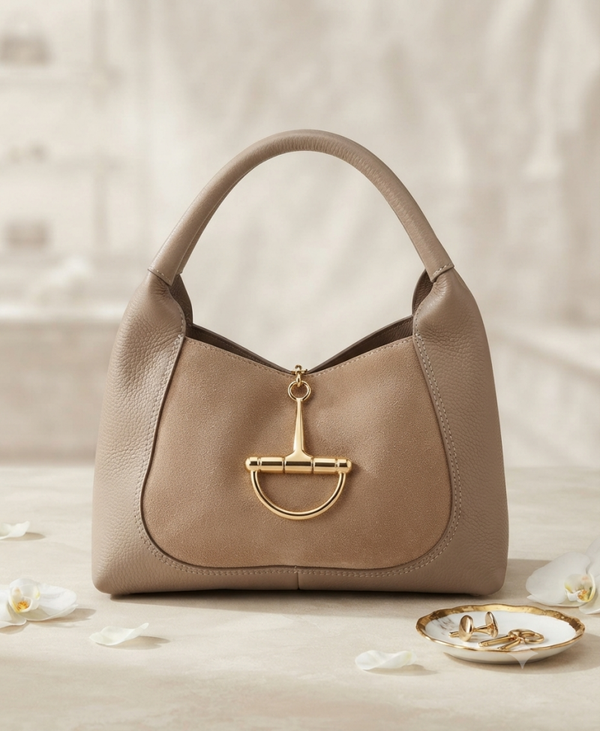Bag Horsebit taupe 100% leer