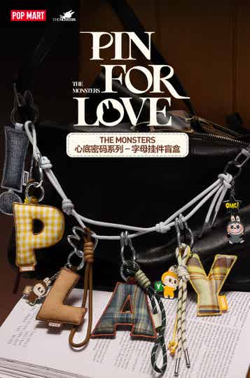 POPMART The Monsters Pin for love letter keychain A t/m M