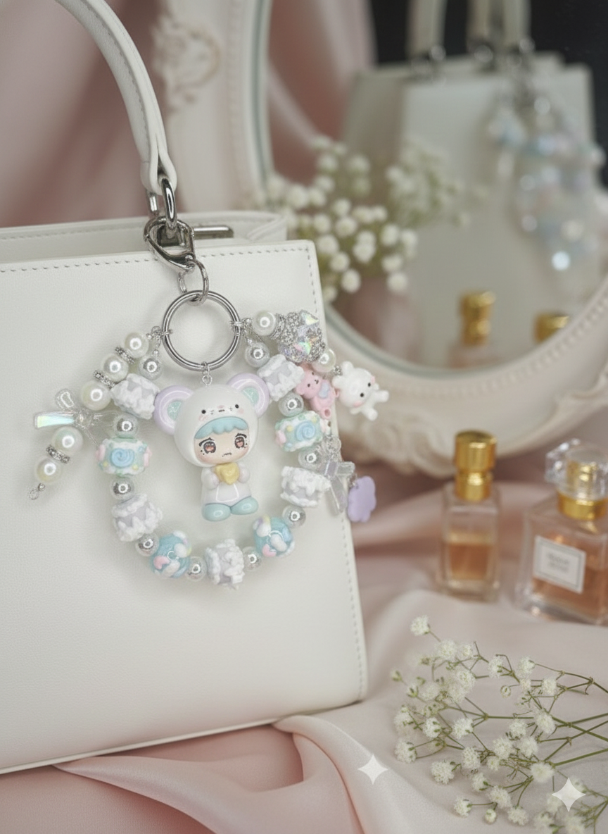 Handmade Qubii Keychain / Bagcharm Dreamy Cloud Companion