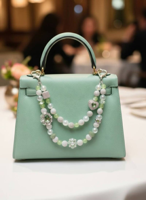 Handmade Luxury Bag Chain Green Emerald