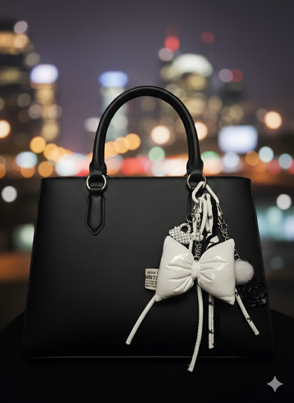 Bagcharm black/white bow