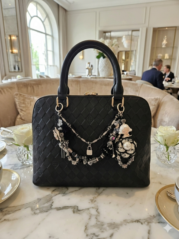 Luxury keychain skullpanda black and white