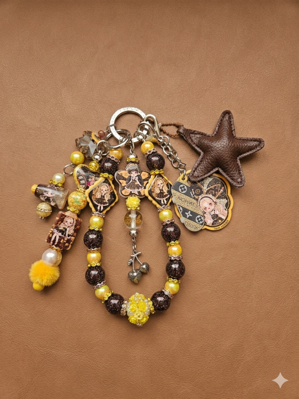 Bagcharm XL Skullpanda yellow brown