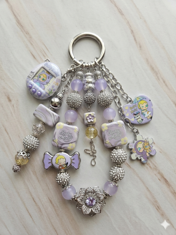 Bagcharm baby molly purple silver