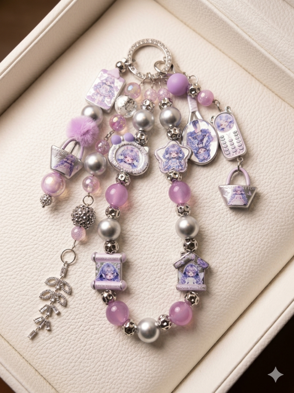 Handmade bagcharm purple sp