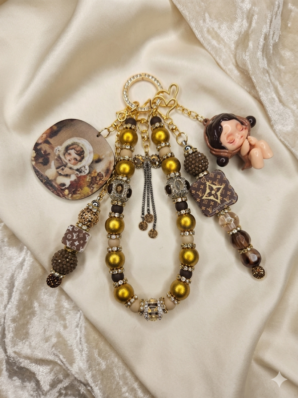 Handmade bagcharm golden brown sp