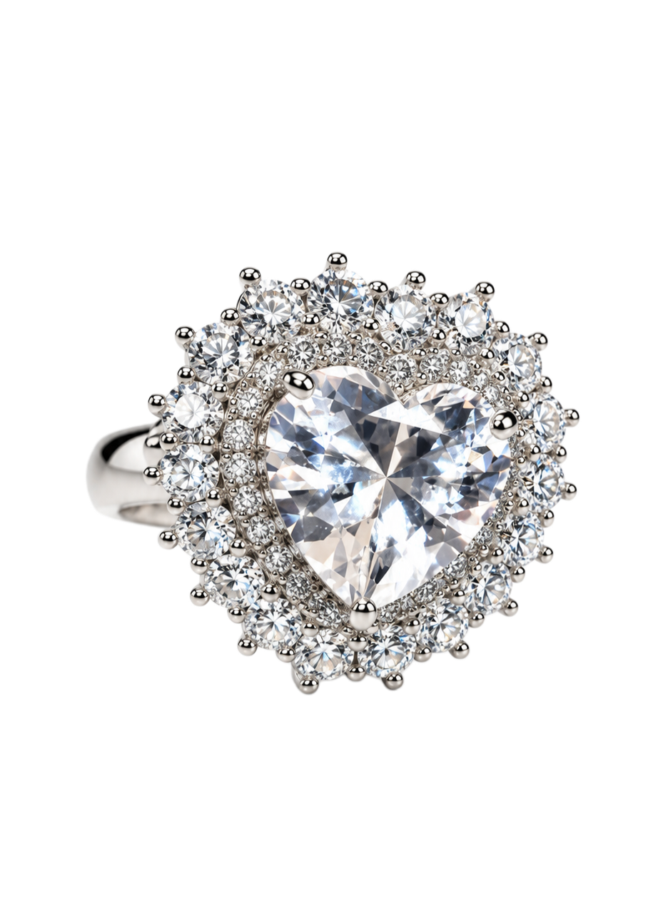 Ring big heart adjustable