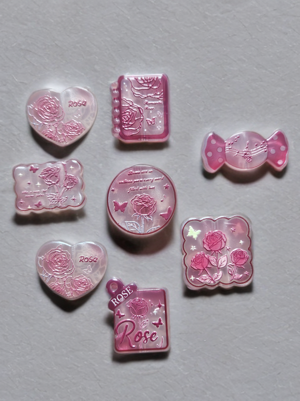 Irregular beads set pink rose