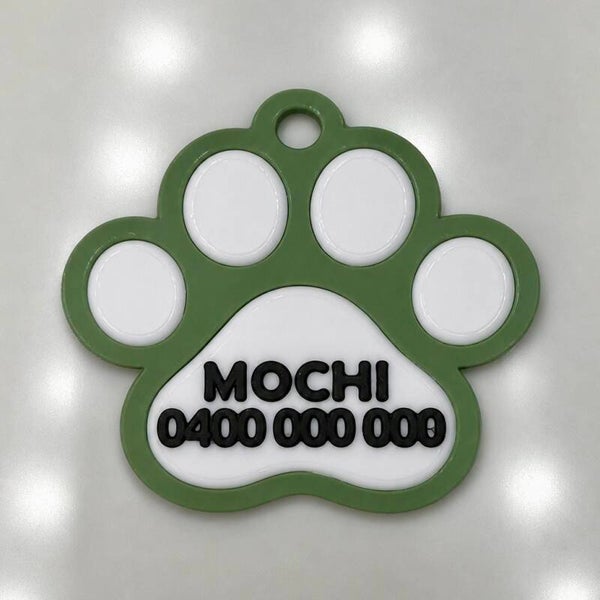 Custom Two-Tone Paw Print Dog Name Tag