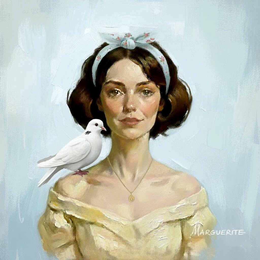 N 2  Woman with Dove Size: Square (16x16 inches or 40.64 x 40.64 cms)100grs