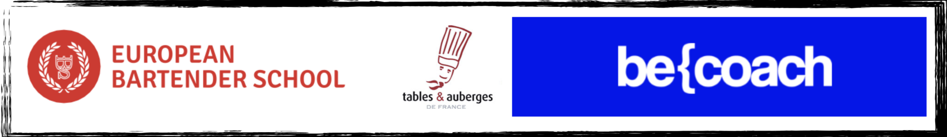 Logo European Bartender School, Tables et Auberges de France et be{coach - certifications W&Co Business Coaching