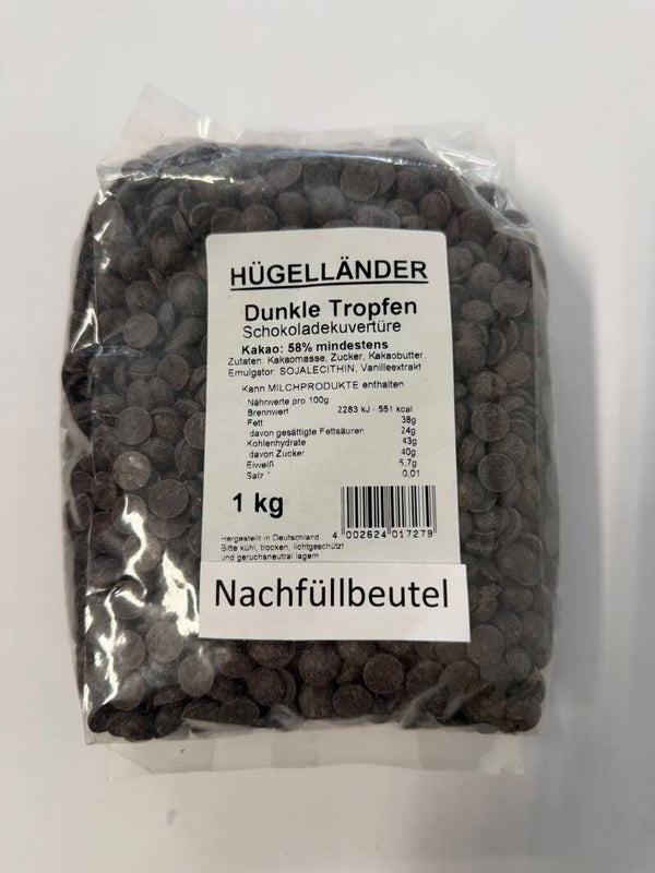 Dunkle Tropfen, Schokoladenkuvertüre 1Kg