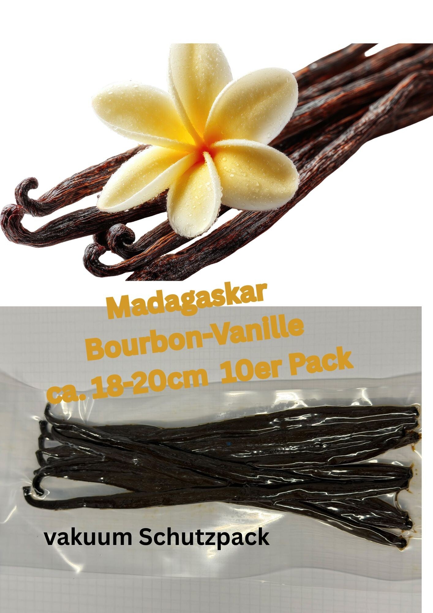 Vanille Madagaskar Bourbon  10 Stück Vanilleschoten 18 - 20 cm